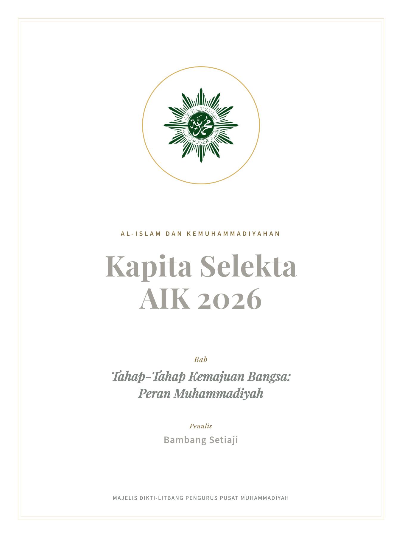 Sampul Kapita Selekta AIK 2026: Tahap-Tahap Kemajuan Bangsa -Peran Muhammadiyah