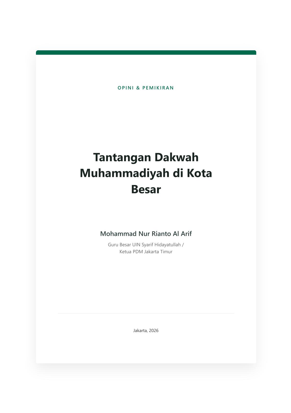 Sampul Kapita Selekta AIK 2026: Tantangan Dakwah Muhammadiyah di Kota Besar